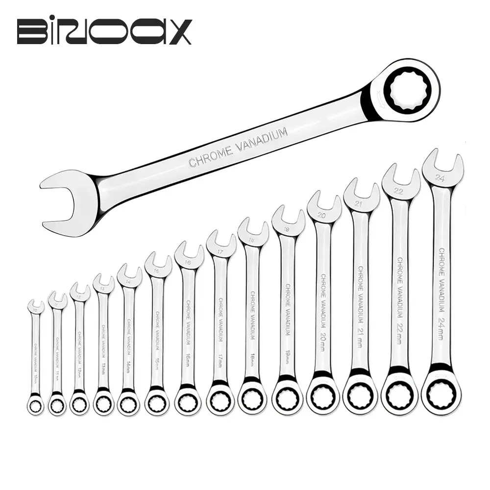 

Binoax Ratcheting Wrench 72-Tooth Fix Head 8-24mm Ratchet Spanner Chrome Vanadium Steel for Auto Repair Tools