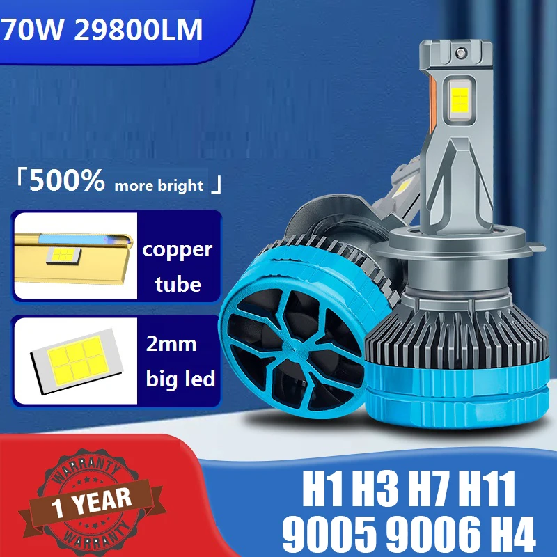 

H4/HB2/9003 Led H7 H11 9005 HB3 9006 HB4 Car Led Headlights 6000K White 70W 29800LM Fog Lights Lamp Bulbs