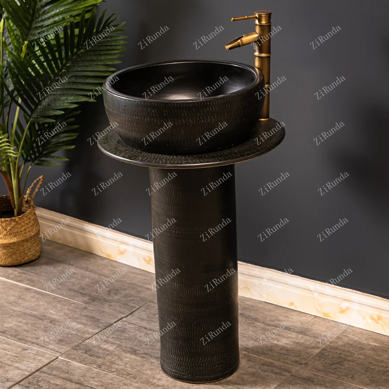 *Household balcony column type washbasin ceramic integrated column basin hotel wash basin floor type