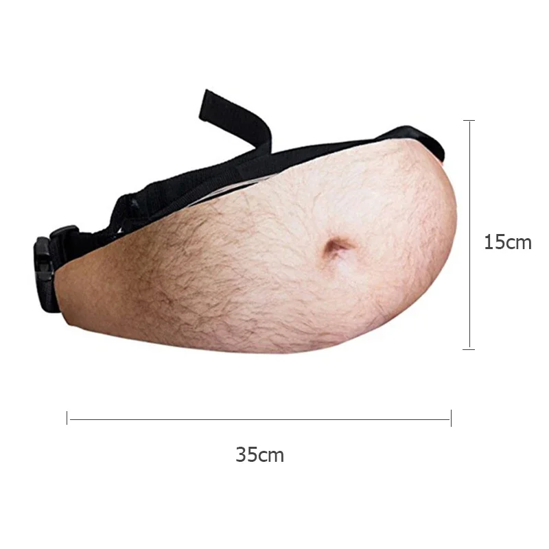 3D Belly Waist Bag PU Novelty Men Beer Belly Waist Bag Travel Mobile Phone Anti-theft Storage Bag Waist Bag Belt Bag Purse