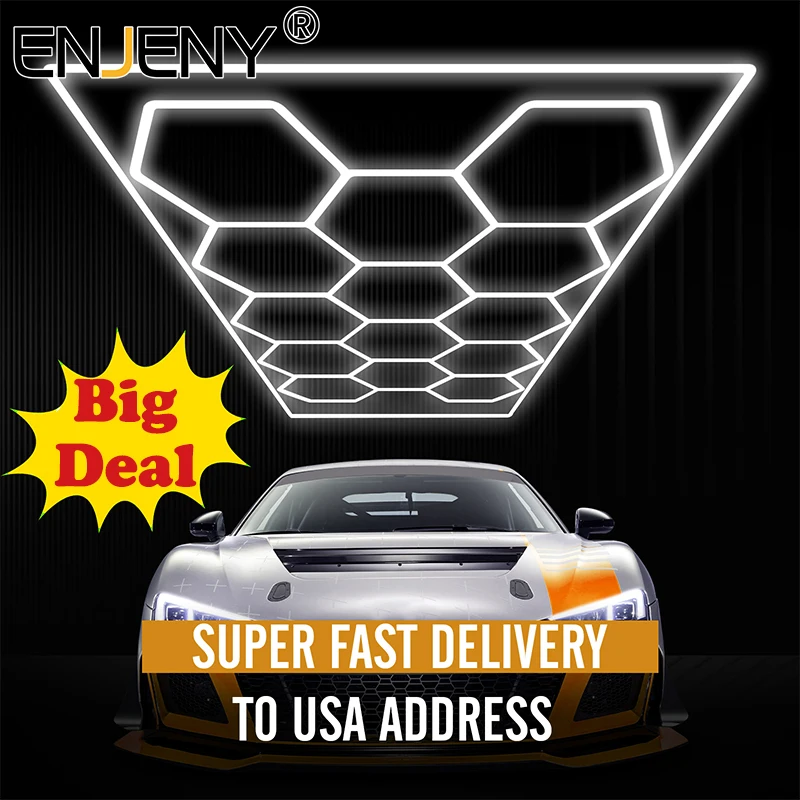 

US Warehouse Honeycomb LED Car Detailing Ceiling Light Hexagon Garage Light for Showroom 4S Workshop Barber DIY Fun Dropshipping