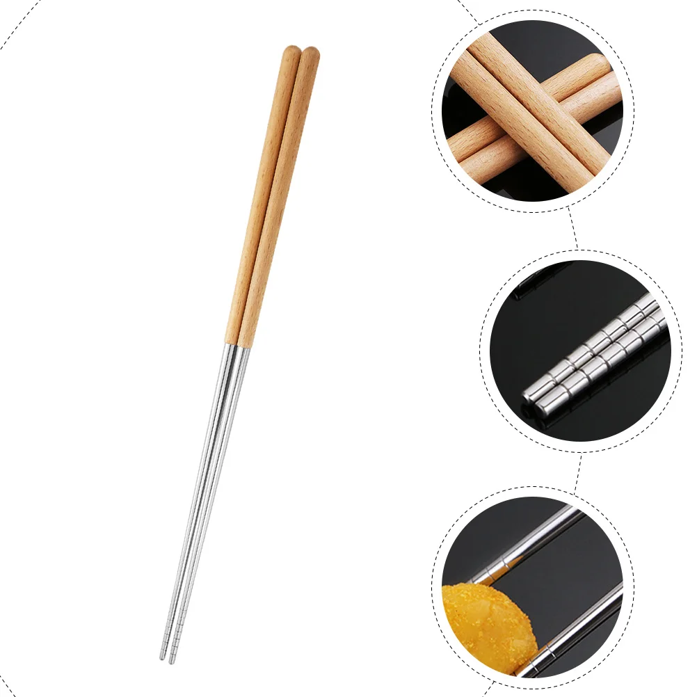 

2Pairs Long Cooking Chopsticks Extended Wooden Hot Pot Frying Noodle Chopsticks Reusable Extra Length for Safety