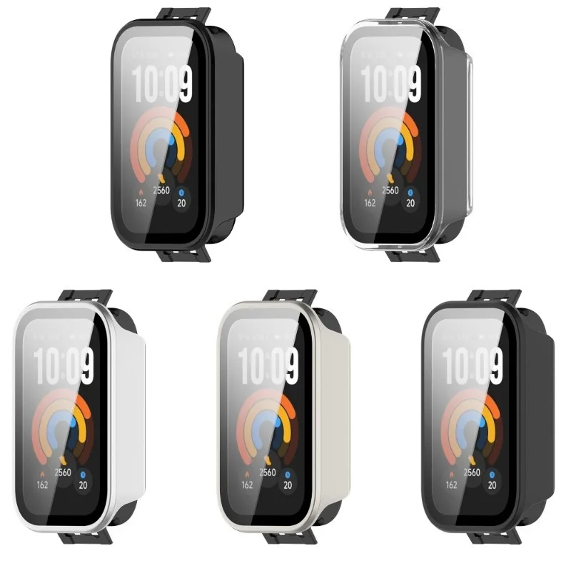 Fashion Hard PC Case For Xiaomi Smart Band 11 Active Miband Frame Bumper Cover Case + HD Slim Tempered Glass Anti-scratch