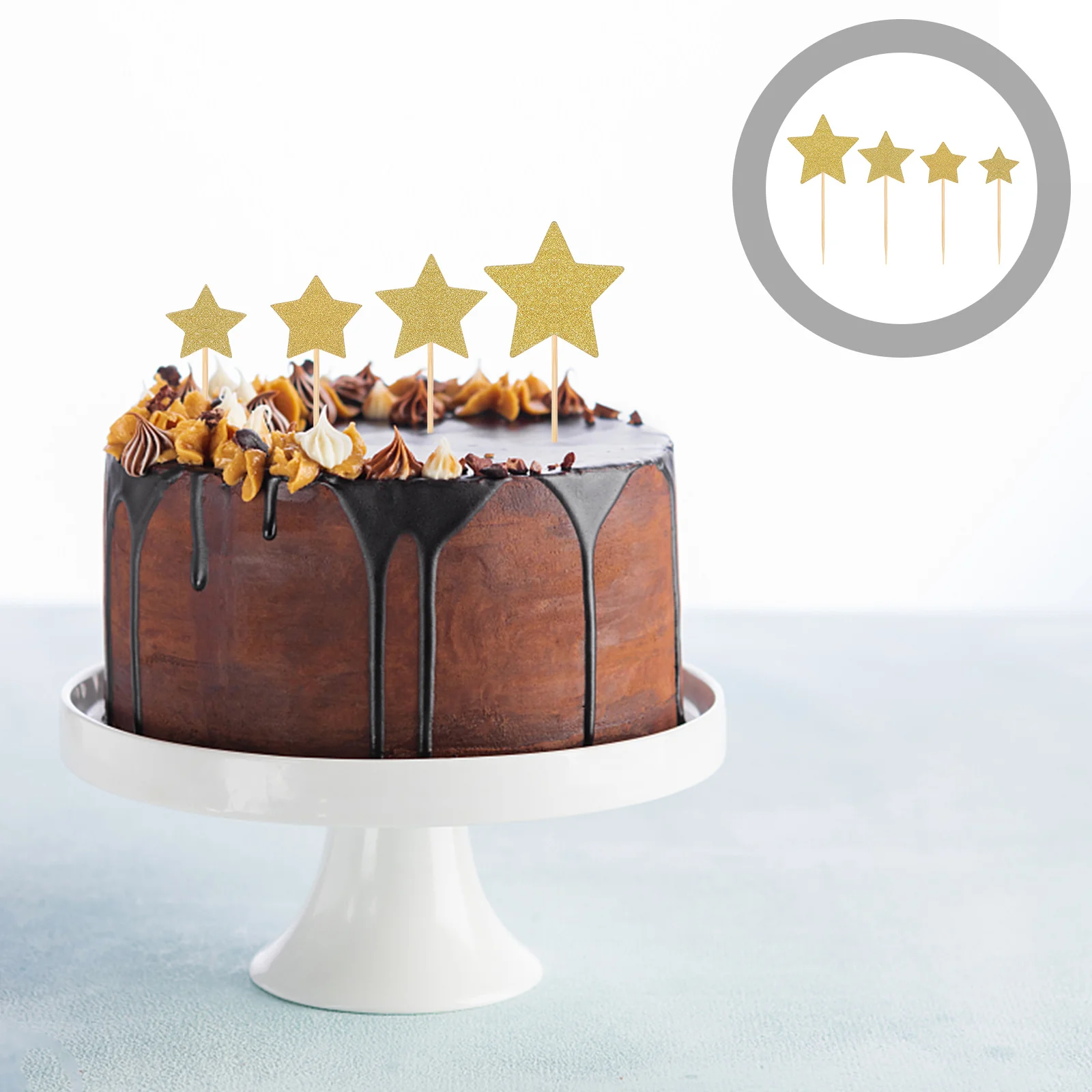 

1Set Glitter Star Cupcake Toppers Shimmering Elegant Cake Decorations for Birthday Wedding Party Dessert Decoration Sparkling