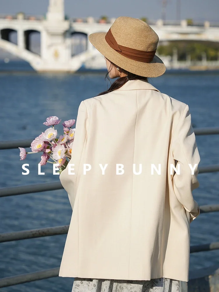 Vintage Oversized Blazer Women Summer Thin Casual Petite Women Suit Jacket with Sharp Shoulders Loose Fit Retro office Outerwear