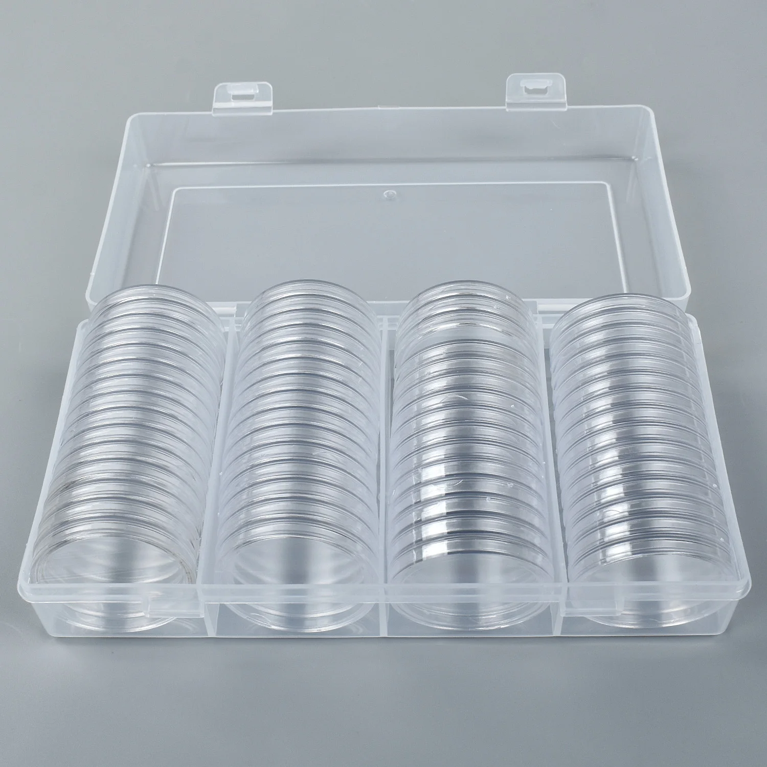 Clear Round Coin Capsule Container Storage Box Gold Copper Coins Holder Portable Case Organizer Box For Coin Collect