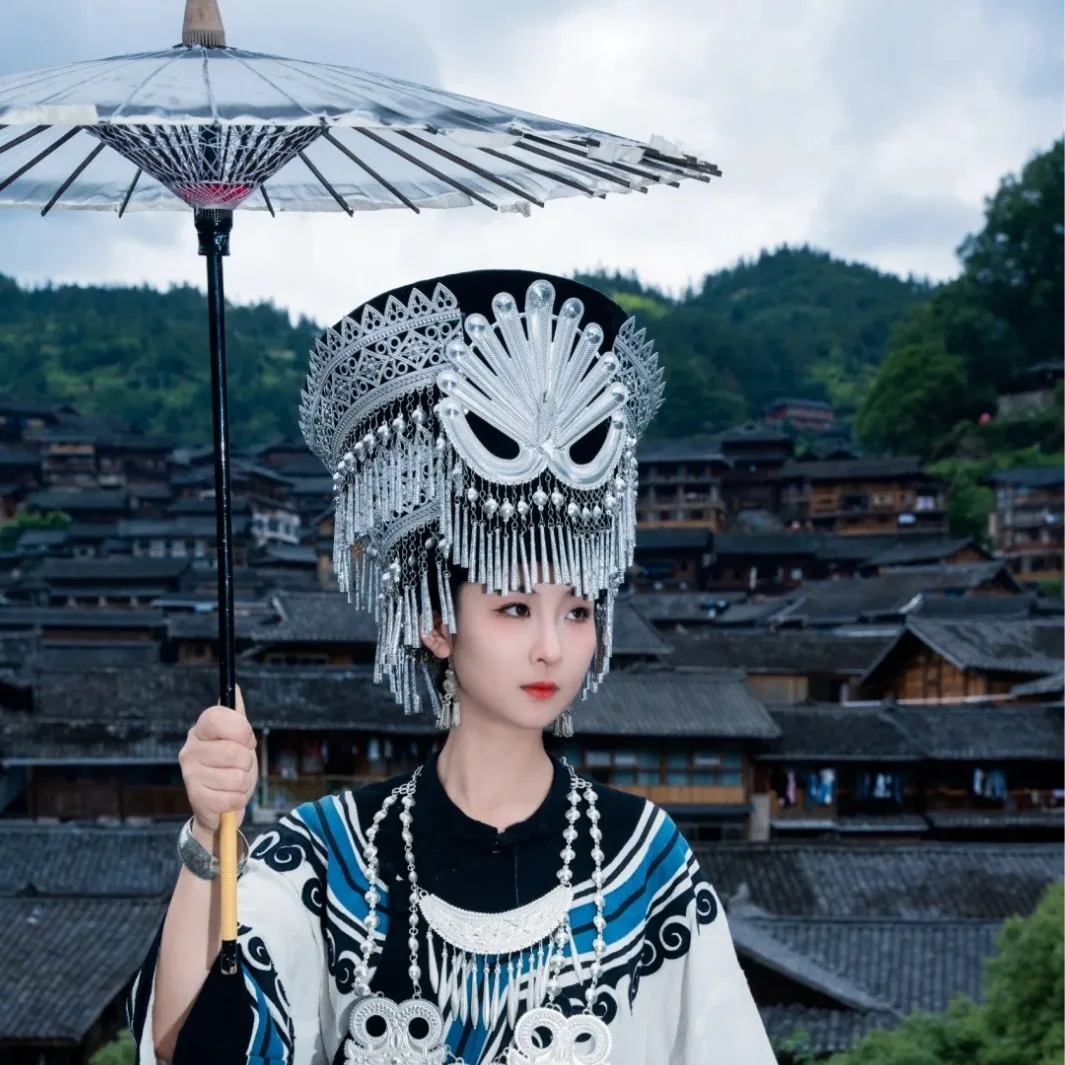 

Yi Hat Silver Jewelry Female Minority Crown Ethnic Style Accessory Miao Headdress High Sense Ornament Accessories