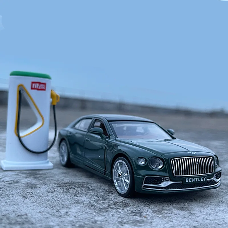 1:38 Bentley Flying Spur Alloy New Energy Car Model Diecast & Toy Vehicles Metal Car Model Simulation Sound and Light Kids Gifts