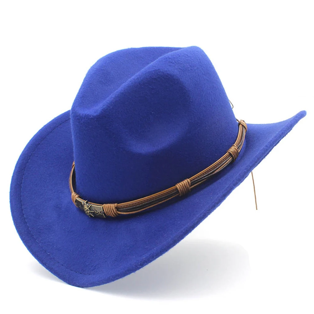 Damen Herren Cowboyhut Unisex Western Style Cowgirl Caps Fedoras mit handgefertigtem Hutband für Halloween Geburtstag Party Cosplay – Detail 8