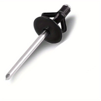 50pcs Black Painted Aluminium Trifold Blind Rivets Large Flange Rivets Aluminium Bulb Blind Rivet Car Inner Decoration Dia 3/16