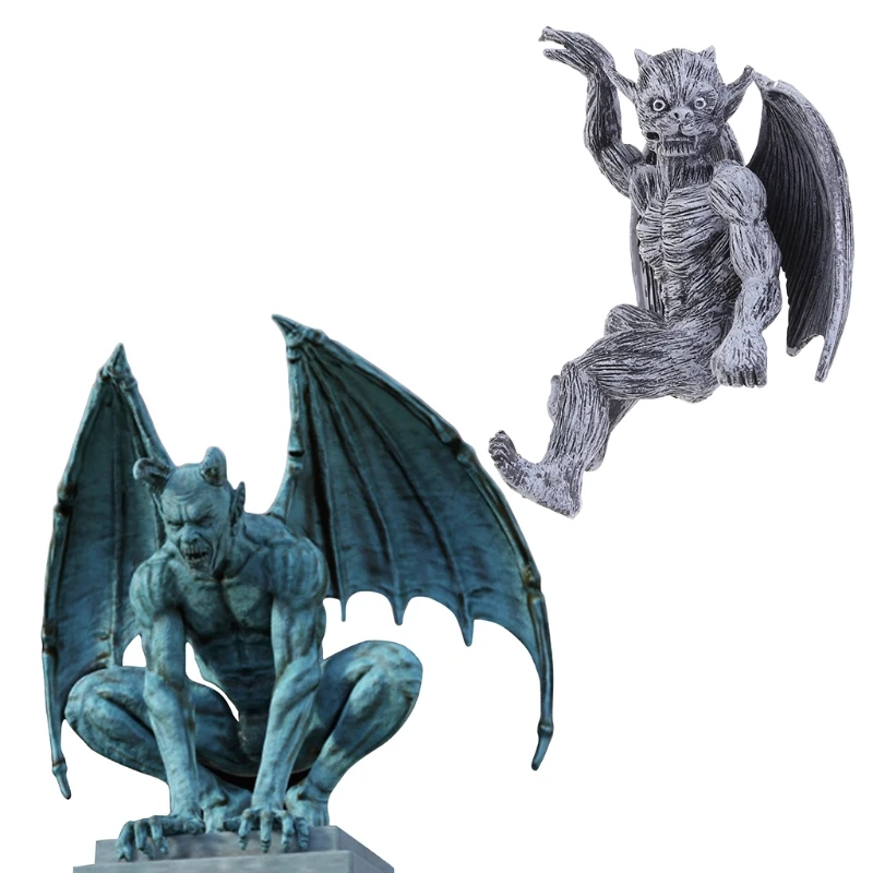 Winged Gargoyle Statue Resin Ghost Hanging Figurines Decoration for Garden Front Porch Yard Fence Ornaments