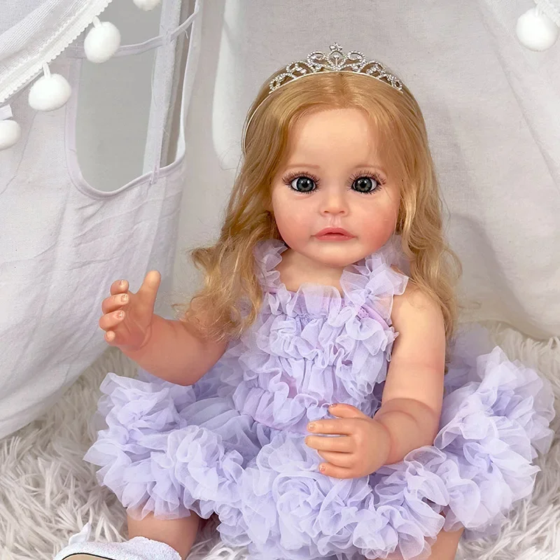 

55CM Full Body Vinly Reborn Toddler Doll Sue-sue Girl Hand-Detailed Lifelike Painting Soft Touch Waterproof Toys for Girl