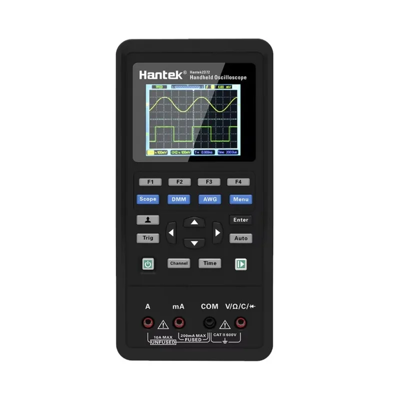 Osciloscopio Portátil Hantek 2D72 de 0.01MSa/s, 12 Bits, 70MHz, 3 en 1, 2 Canales, Generador de Formas de Onda y Multímetro