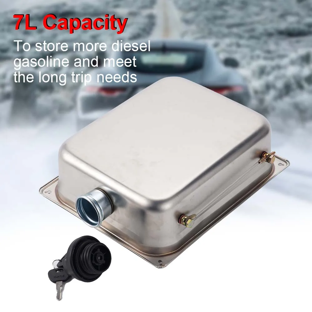 

7L Durable and Pressure-Resistant Stainless Steel Square Fuel Tank 12V 24V 220V 2KW 5KW 8KW Universal Fuel Tank Car Accessories