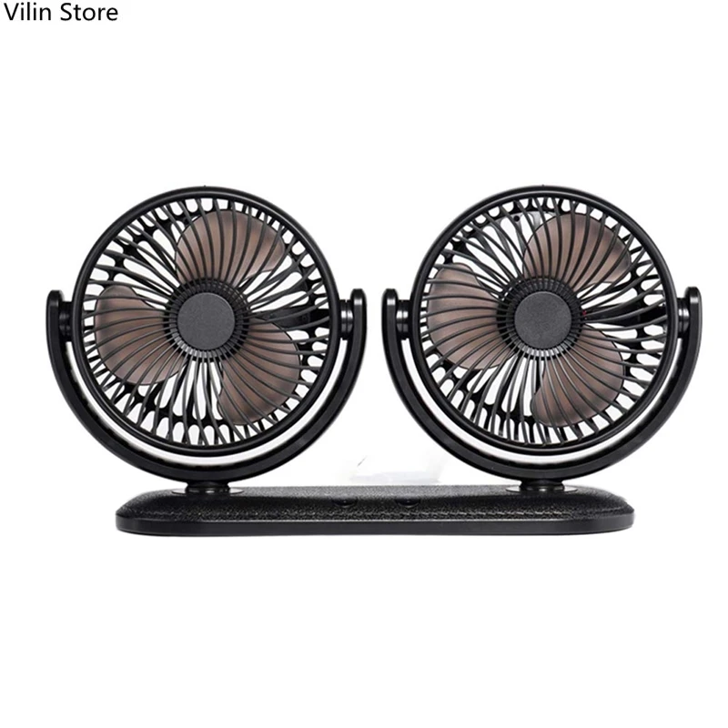 Portable Mini Car Fan, Rotatable Air Cooling Dual Head USB Fans For Boat, Vehicles, Dashboard, Wall Mounted USB Fan