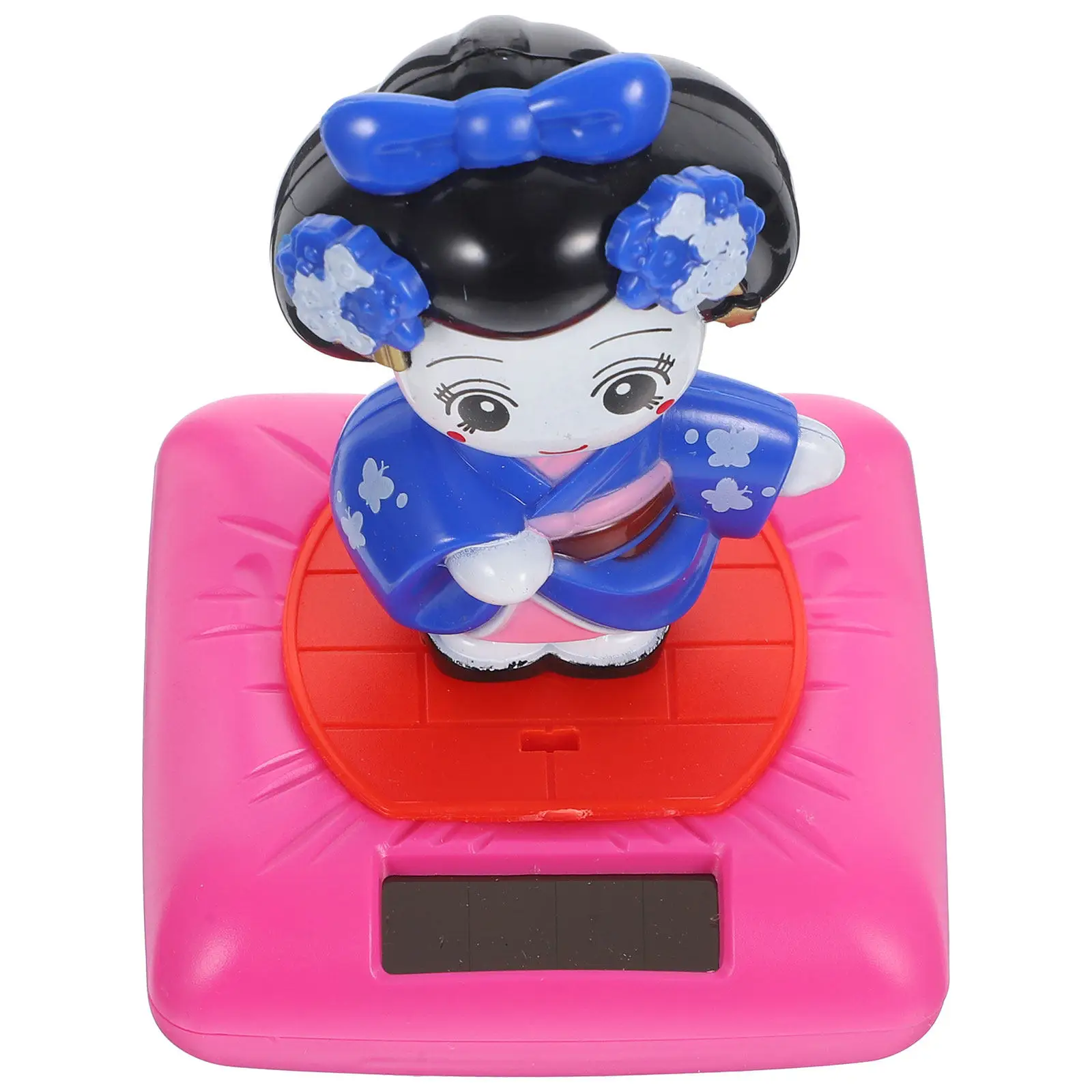 

Solar Powered Shaking Head Kimono Decoration for Car Dashboard Desktop Decor Small Plastic Vibrant Cartoon Style Nodding Figure