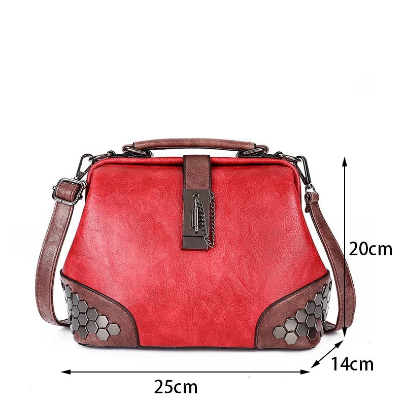 Vintage rebite handbaag feminino couro do plutônio crossbody saco contraste cor bolsa de ombro para as mulheres designer alça de bloqueio bolsas