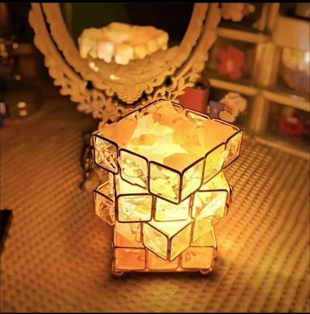 Imagem -06 - Elegante Quatro História Cubo de Rubik Lâmpada de Cristal Princesa Decoração de Cabeceira Night Light Pequeno Night Light For Girl Quarto