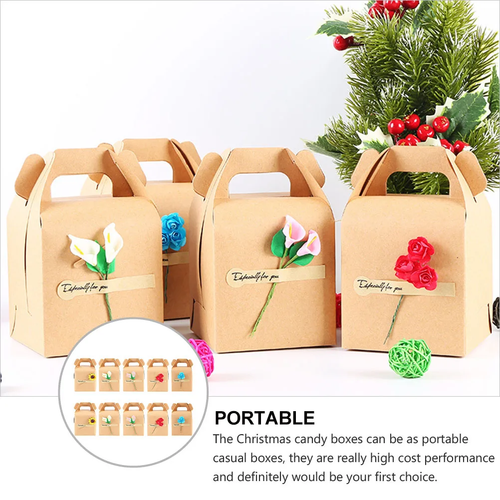 

10pcs Christmas Gift Boxes Candy Storage Containers Golden Silver Thickened Durable Decorative Flower Festive Wrapping Packaging
