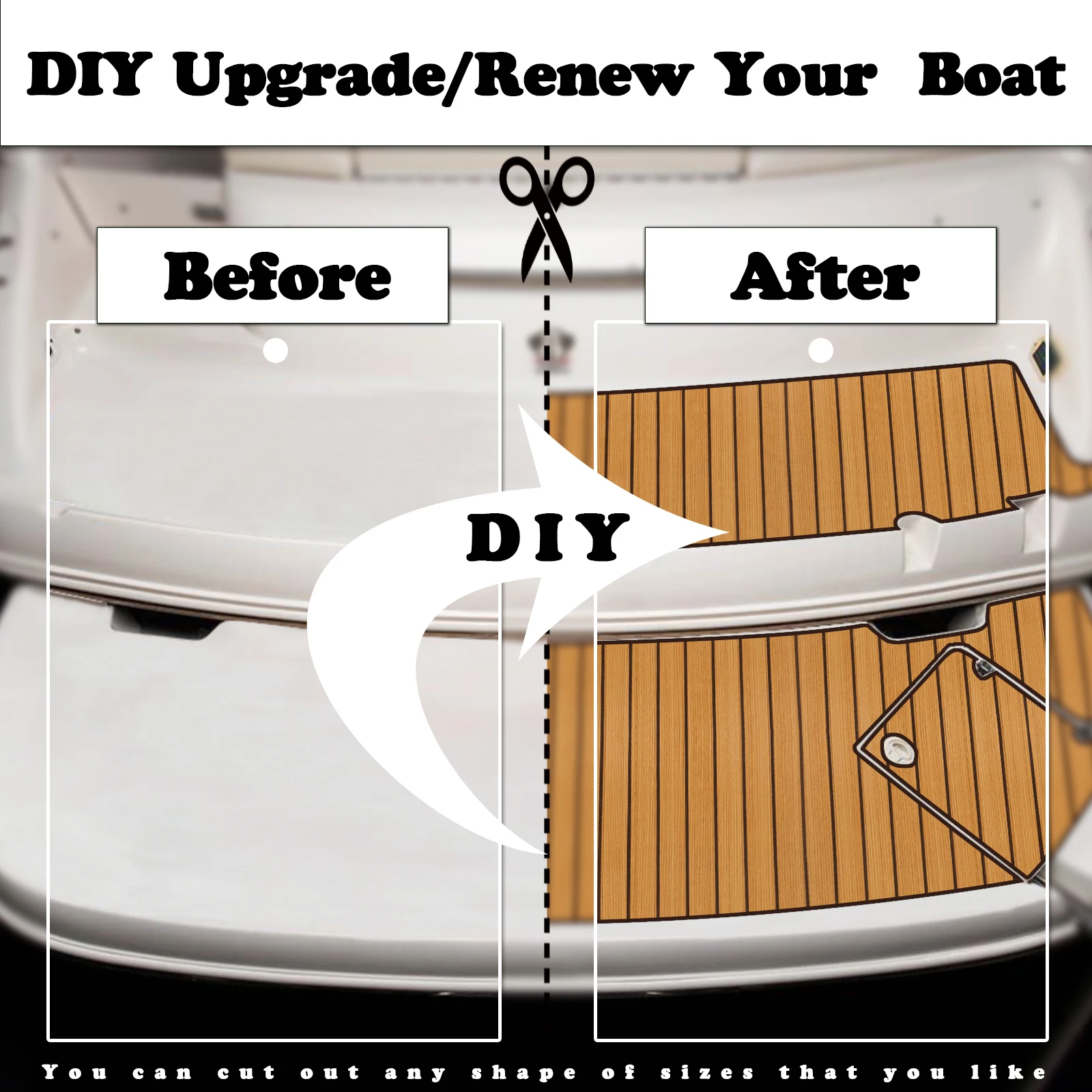 2023-2024 キーウェスト 219 FS クルーザー スイミングプラットフォーム コックピットマット EVA チーク風 デッキマット クルーズデッキ 防水フロアマット 自己粘着