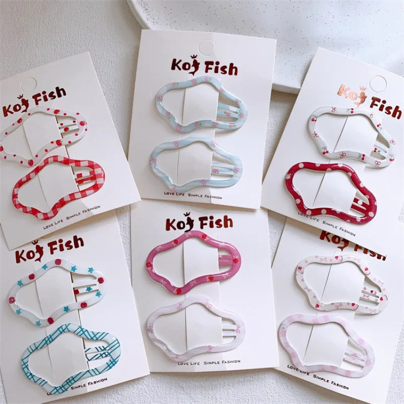 

Cloud Hollow Out Floral Print Bow Fruit Hair Clips for Sweet Girls Forehead Bangs Clips Cute Non Slip No Damage Hair Barrettes