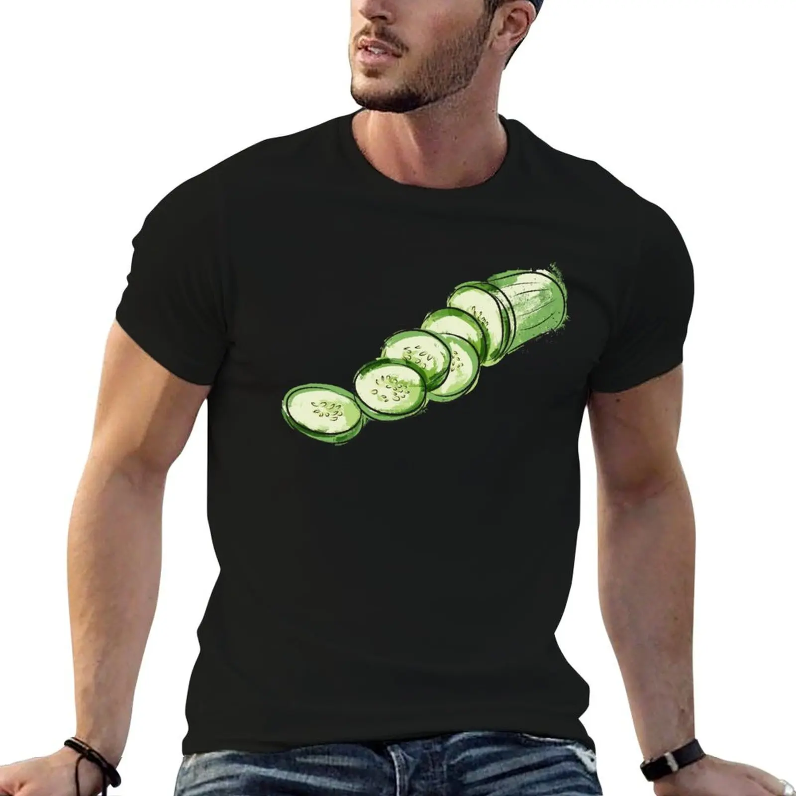 chopped cucumber T-Shirt Basic Breathable Solid Color T-Shirt