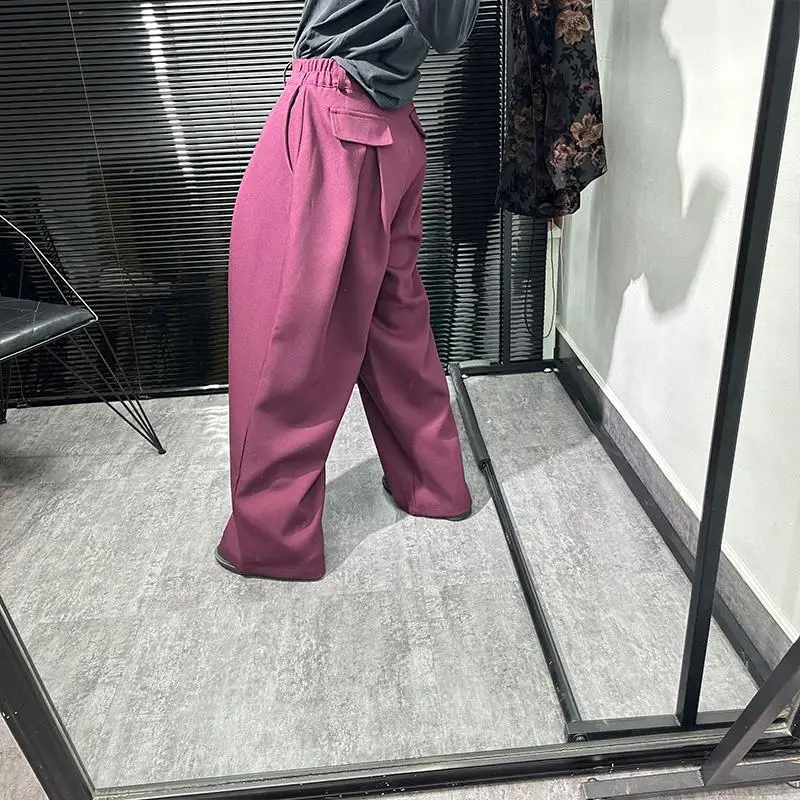 Avant-Garde High-Grade  Wide-Leg Trousers Men's Draping Effect Korean Style Loose Pu Shuai Casual Draggle-Tail Straight Fashion