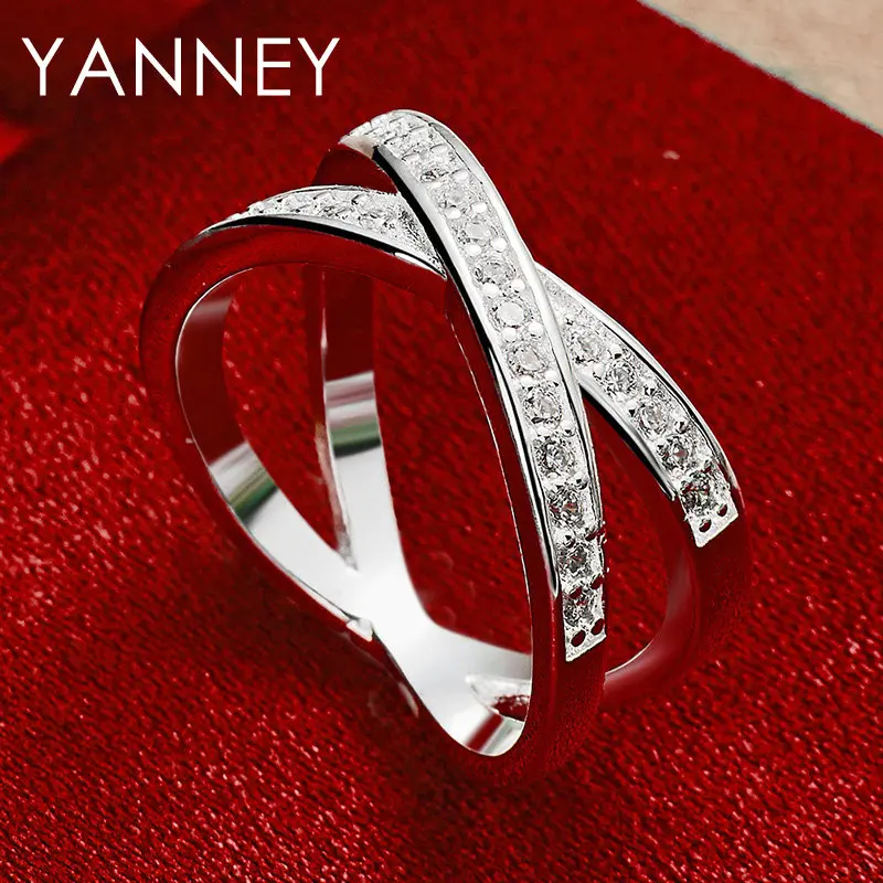 خاتم من الفضة الإسترلينية للنساء ، حفل زفاف ، مجوهرات خطوبة ، إكسسوارات فاخرة ، موضة عصرية ، جديدة ، 7 ، 8 ، 9 ، 10 #