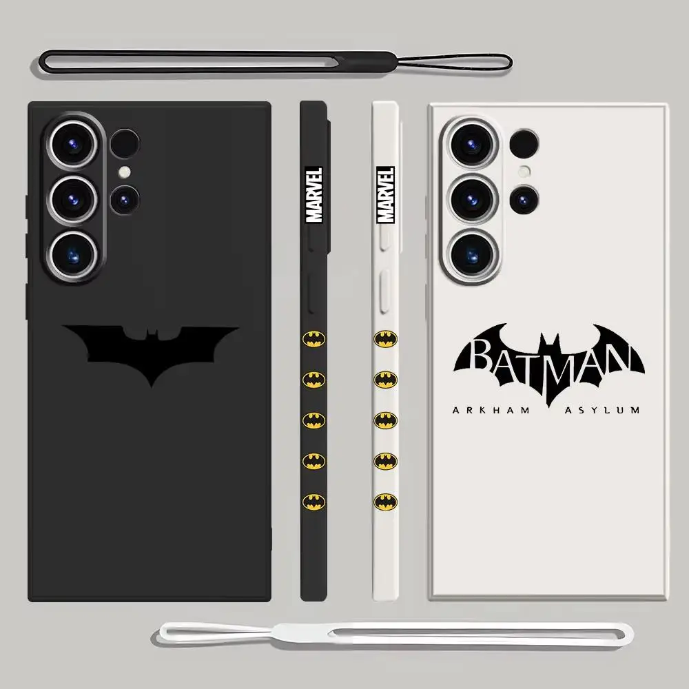 Silicone Liquid Bumper Case for Samsung Galaxy S20 FE S23 Ultra 5G S22 S21 Plus S24 Ultra Super B-Batman-Logo Cover