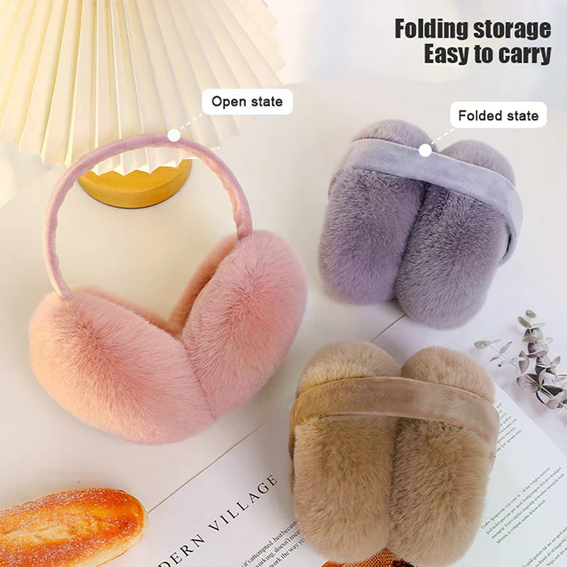 أزياء الشتاء الدافئة غطاء للأذنين رقيق الأذن إفشل للنساء لينة أفخم غطاء للأذنين الفتيات الفتيان الطقس البارد الأذن دفئا طوي سماعات الأذن