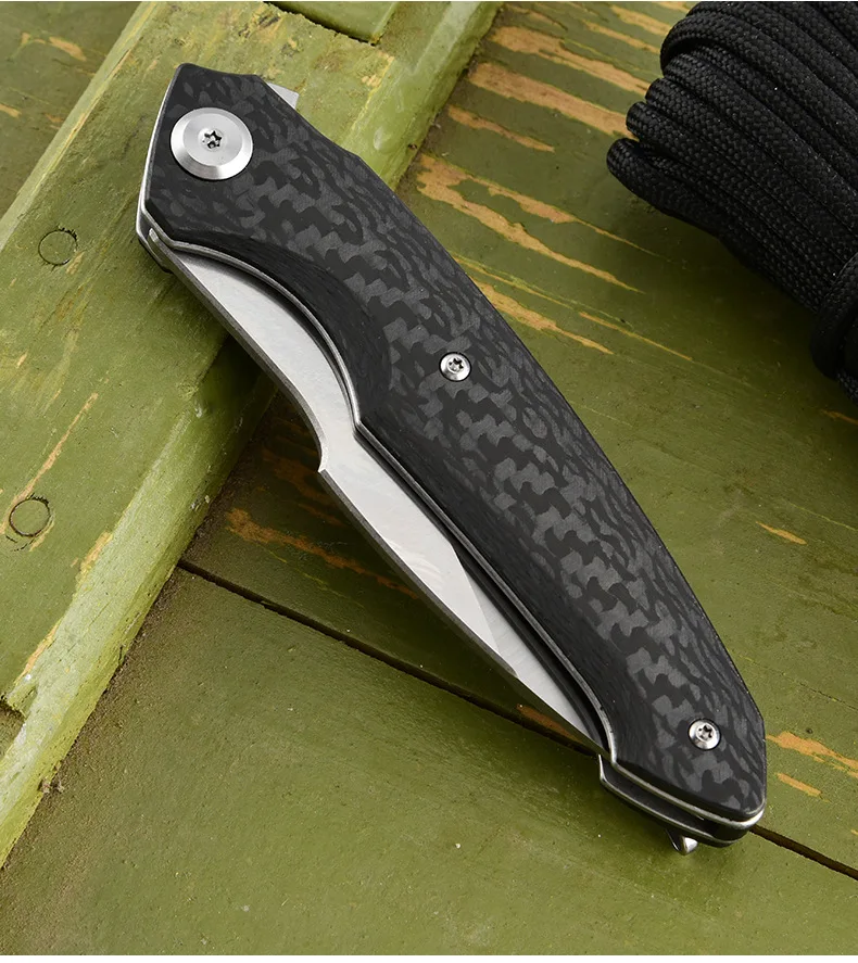 Freies Wolf SS01 D2 Klappmesser Carbon Fiber Griff Kugellager Outdoor Camping Jagd Überleben Tasche Utiity EDC Messer