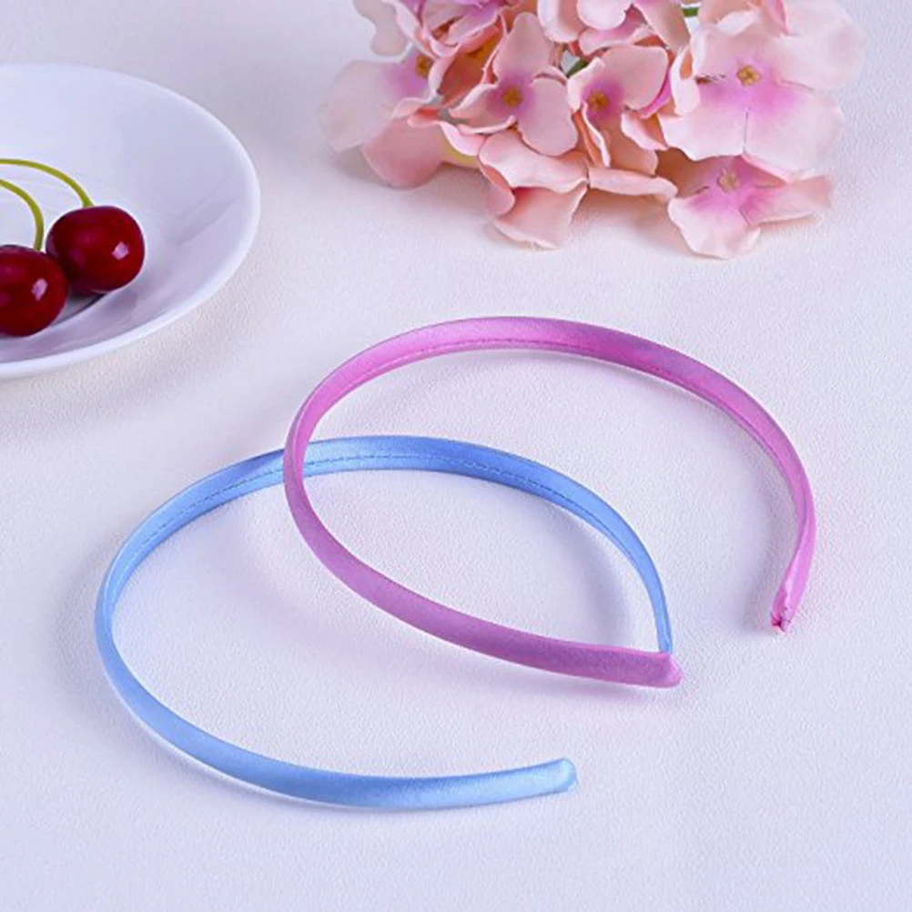 

10pcs 1Cm Bands For Women Elegant Stretchy Fabric Covered Headbands Smooth Wide Bands Assorted Colors Fashion