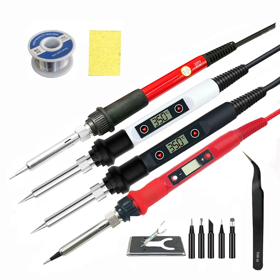 80W Electric Digital Soldering Iron Station 220V 110V Temperature Adjustable Welding Soldering Tips Tools Accessories