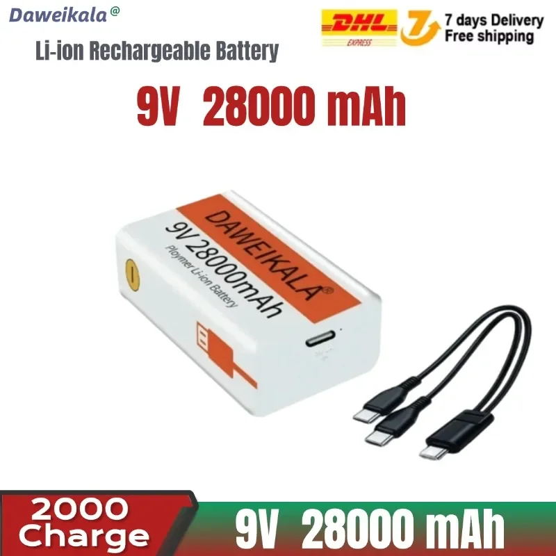 

Литий-ионная аккумуляторная батарея 2025 9 В 28000 мАч Батарея Micro USB Батареи 9 В литий-ионный для мультиметра Микрофон Игрушечный пульт дистанционного управления