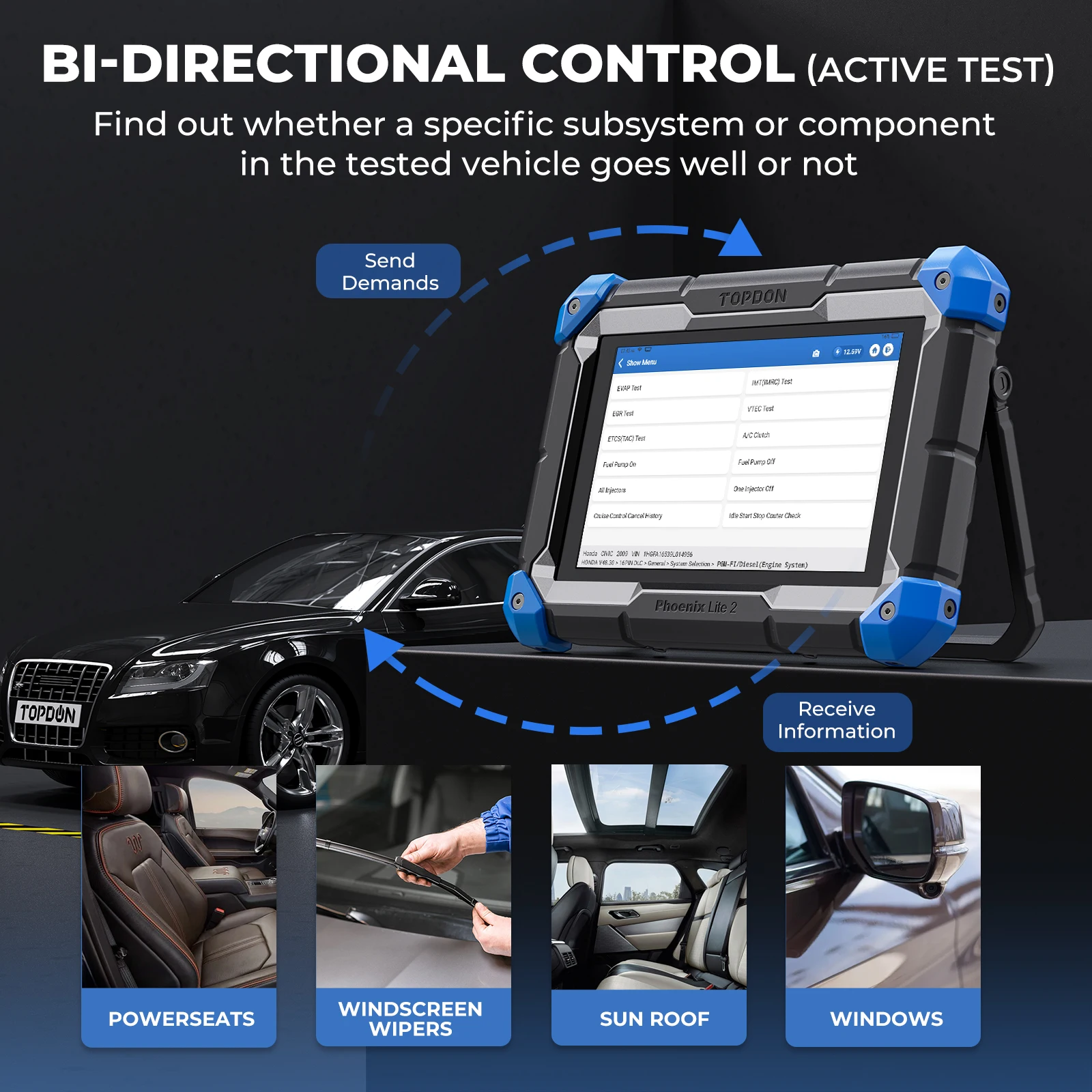 Topdon Phoenix Lite 2 OBD2 Car Diagnostic Tool Proffessional ECU Coding Scanner VAG Bi-Directional Automotive Tools Active Test