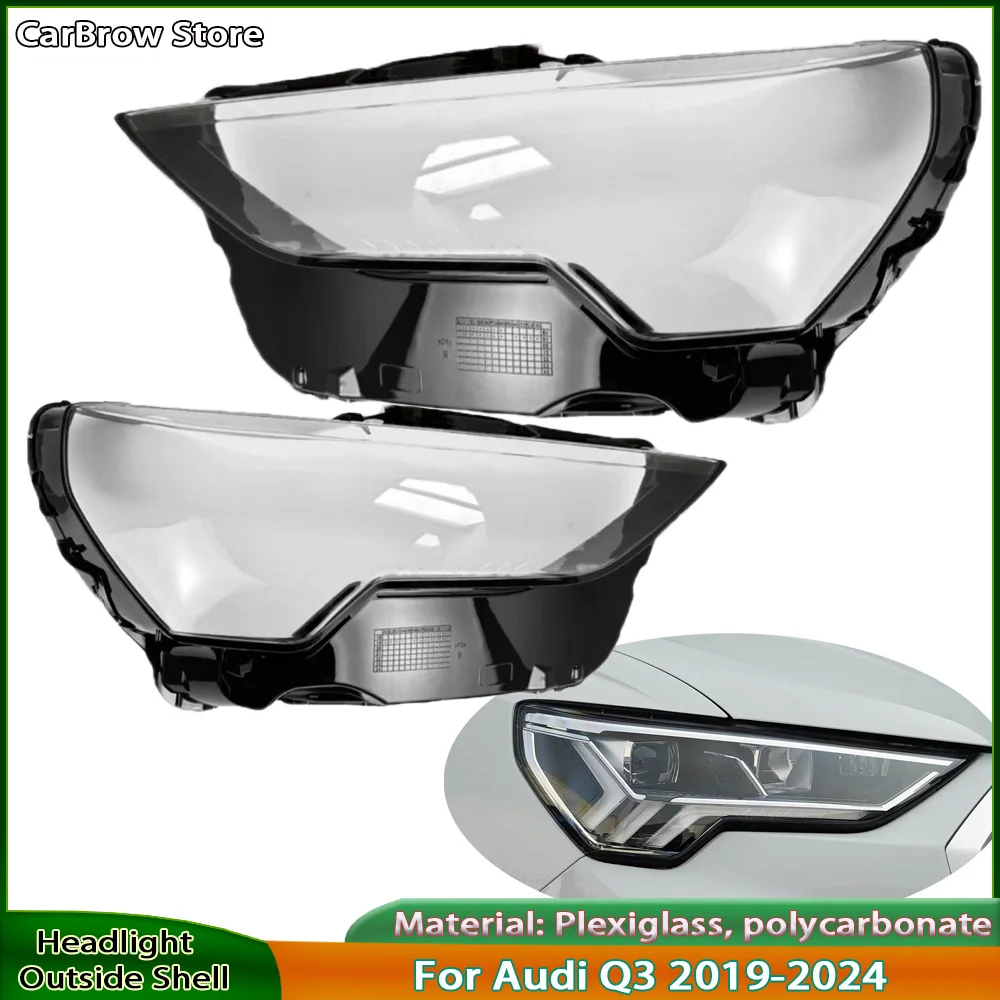

Front Headlight Cover For Audi Q3 2019 2020 2021 2022 2023 Headlamp Lamp Shell Transparent Lens