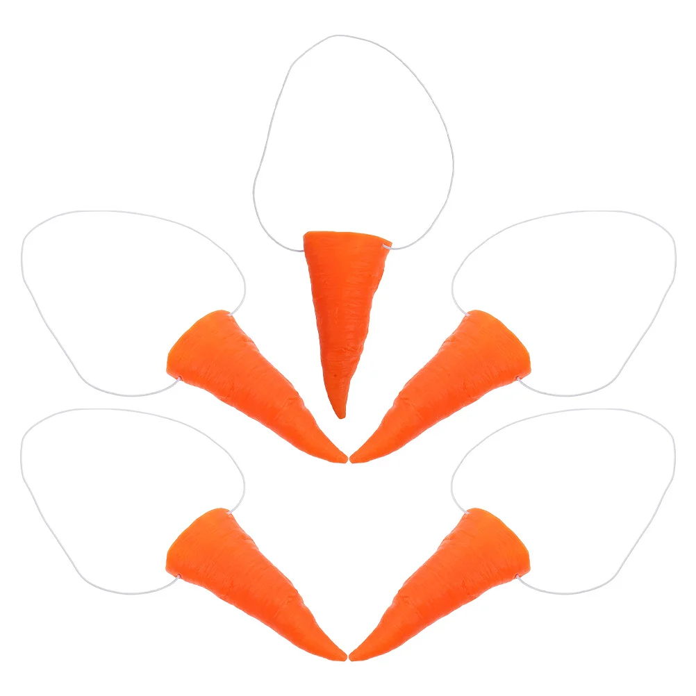 

5pcs Carrot Nose Prop Elastic Band Diy Snowman Decoration For Carnival Clown Party Hat Cosplay Winter Holiday Decor Dress Up