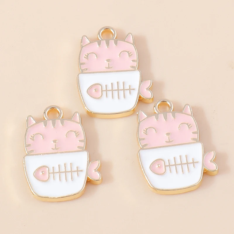 20 Stück Cartoon Tier Charms Emaille Katze Charms Anhänger für Schmuckherstellung Tropfen Ohrringe Halsketten Armbänder Zubehör DIY Geschenk – Detail 5