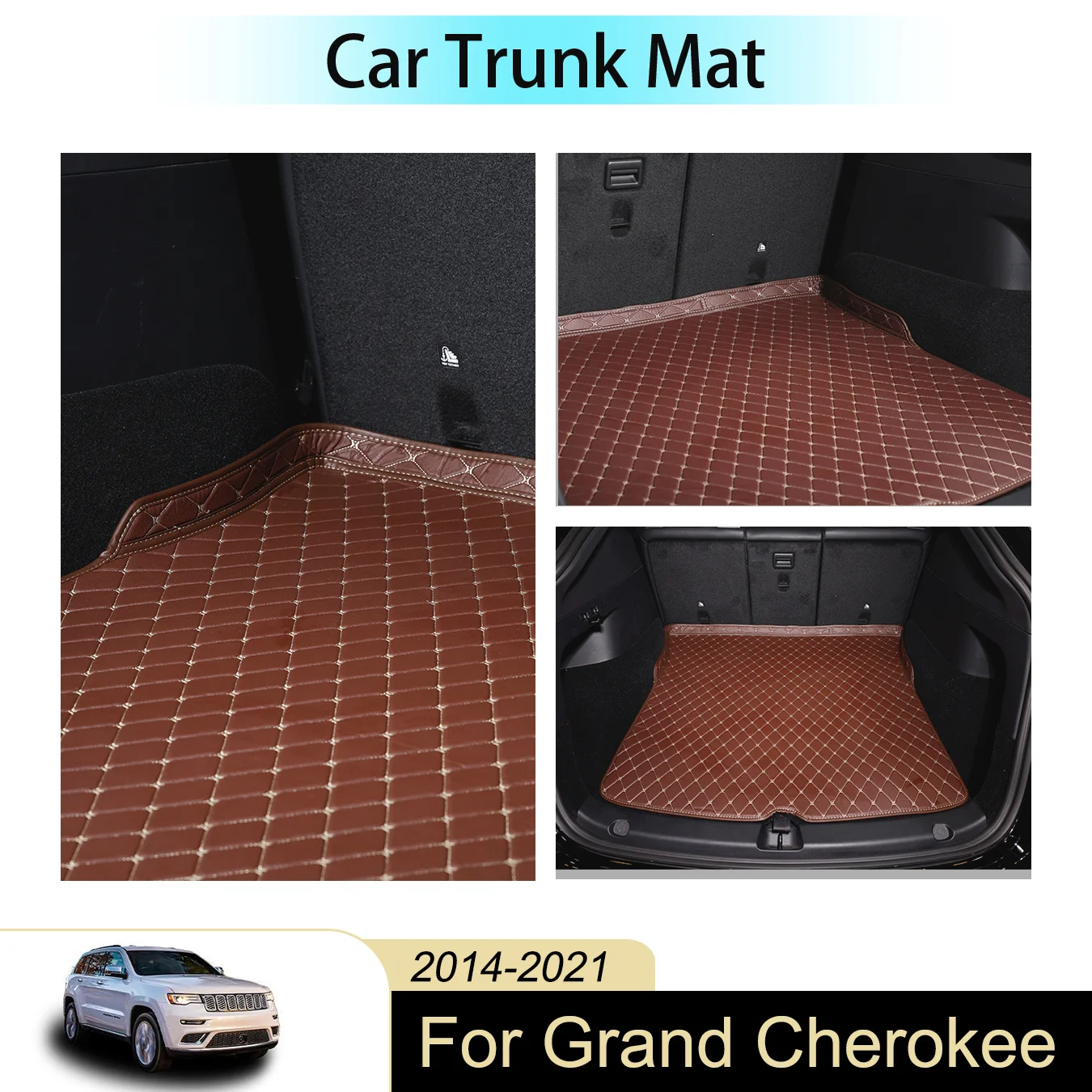 

Для Grand Cherokee 2014-2021 трехслойный коврик из искусственной кожи с полным покрытием, противоскользящий коврик для багажника автомобиля, коврик для хвостовой коробки