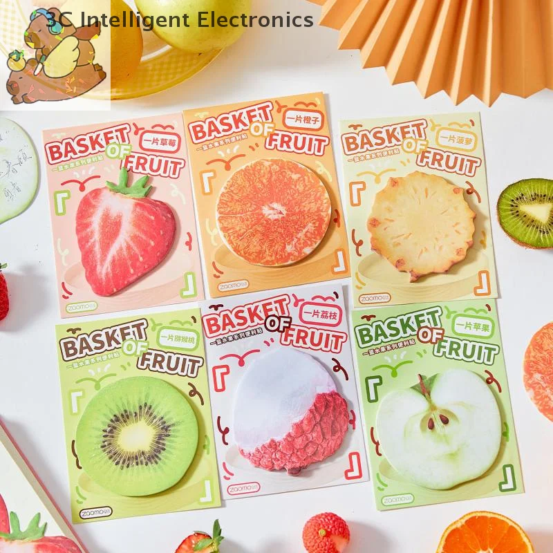 30 Pcs Cute Creative Food Material Sticky Notes Simulate Vegetable Fruits Mini Notes Message Notepad Diy Elf-Stick Memo Pads