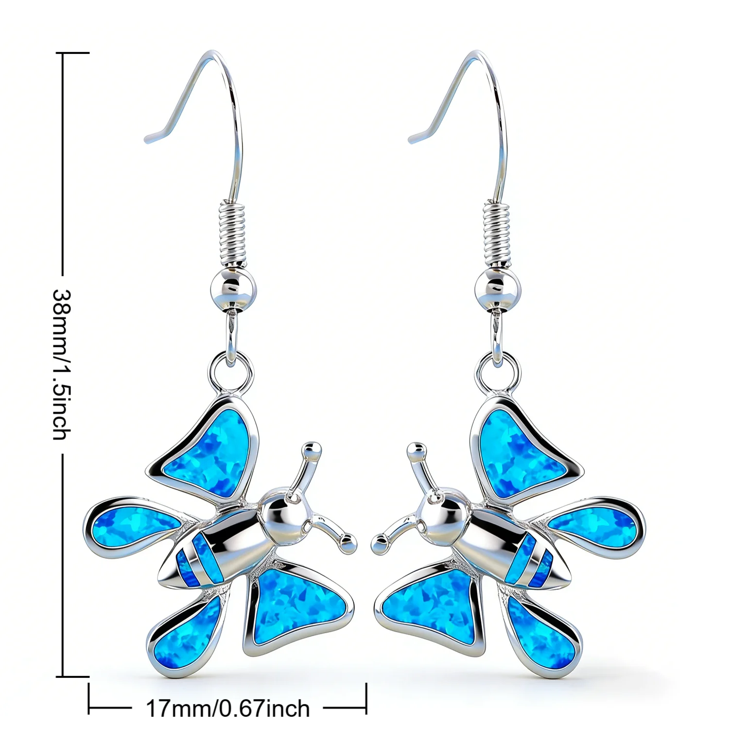 Hypoallergenic Butterfly Opal Earrings for Women,Blue Opal Stud Earrings,Dainty Everyday Boho Chic Vintage Magnetic Jewelry Gift