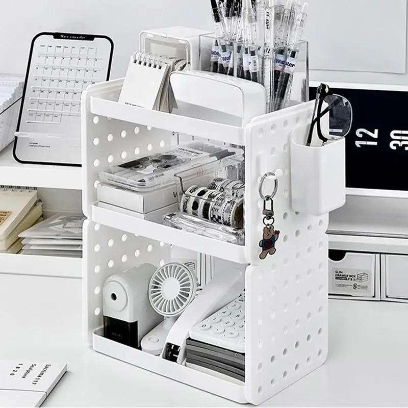 Schreibtisch Organizer Regale Schreibtisch Top Organizer 2 Tier unabhängige stapelbare Tischplatte Regal-Desktop Büro Lager regal Display Regal