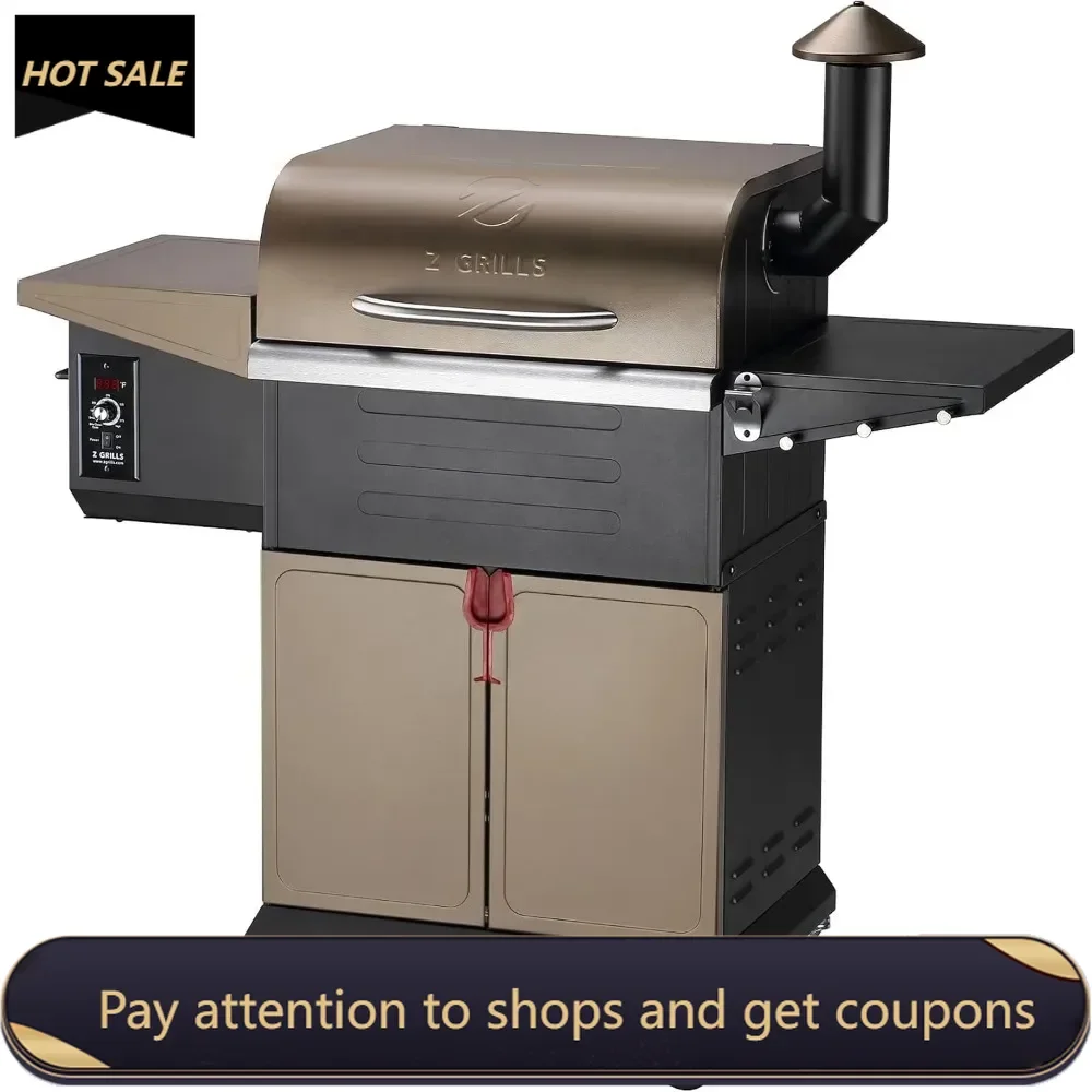 Wood Pellet Grill Smoker with PID Controller, 8-in-1 Master Sear BBQ Grill, Huge Storage Cabinet Side Shelf with Tool Hooks