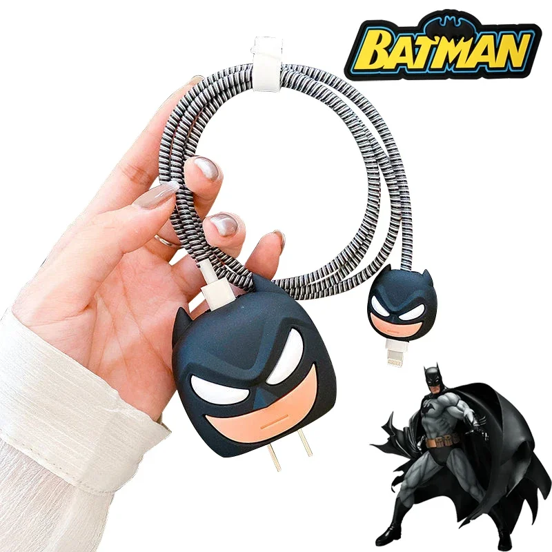 Batman Cartoon Anime USB Cable Cover Charger Protection Case for IPhone IPad 18/20W Charger Cable Protector Data Wire Winder