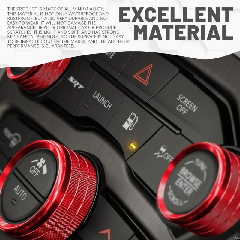 Cubierta de perilla de botón de Radio de volumen de aire acondicionado para Dodge Challenger Charger RT SXT Scat Pack Hellcat Demon Daytona 2015-2020