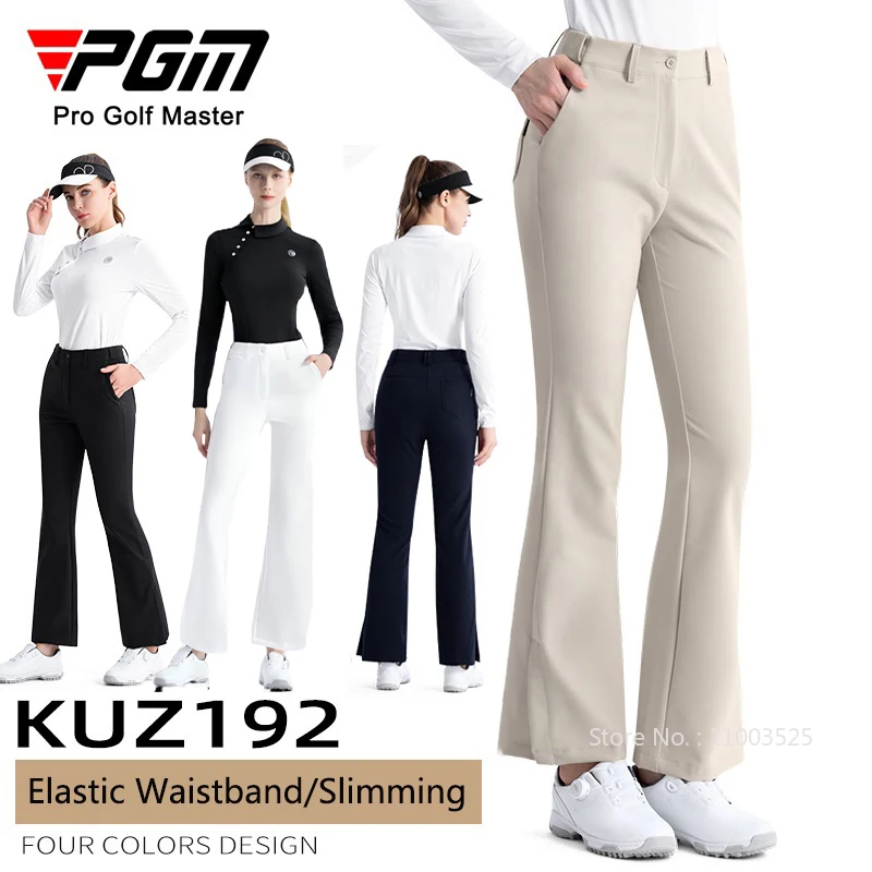 Pgm Golf Women Pants Straight High Waist Causal Trousers Ladies Split Flared Golf Pants Elastic Slim Golf Tennis Sweatpant XS-XL