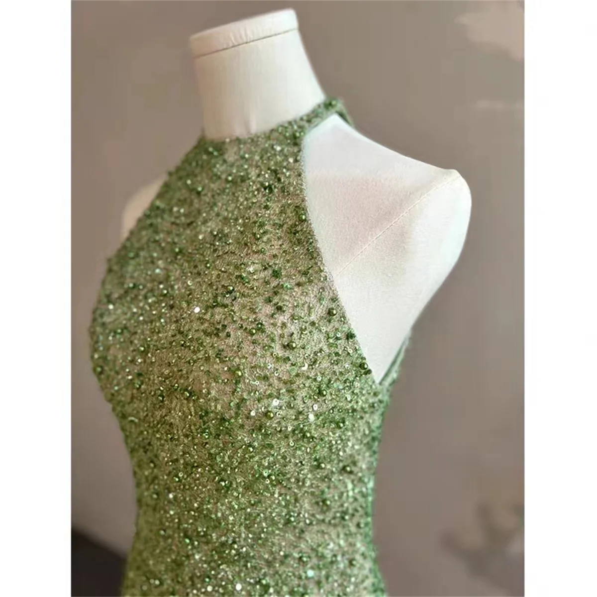 Hot Cocktail Mini Dress Green Crewneck Sleeveless Sequin Ball Party Sexy Vestidos De Fiesta 2024 Custom  Make   فساتين السهرة