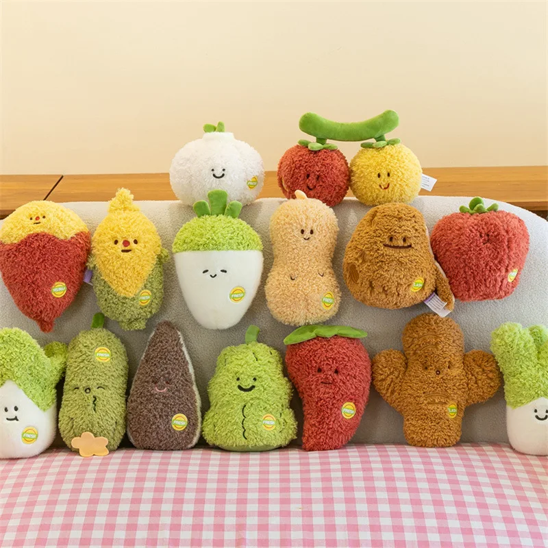 Q-Version Vegetable Plush Doll Soft Toy Handmade Cartoon Green Corn Sweet Pepper Radish Garlic Home Sofa Decoration Pillow Gift