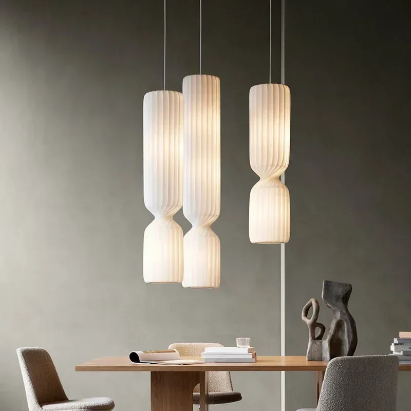 

Danish Designer Cylindrical Shape Silk Pendant Lamp for Living Room Duplex Villa Loft Staircase Decor LED Floor Light Lighting