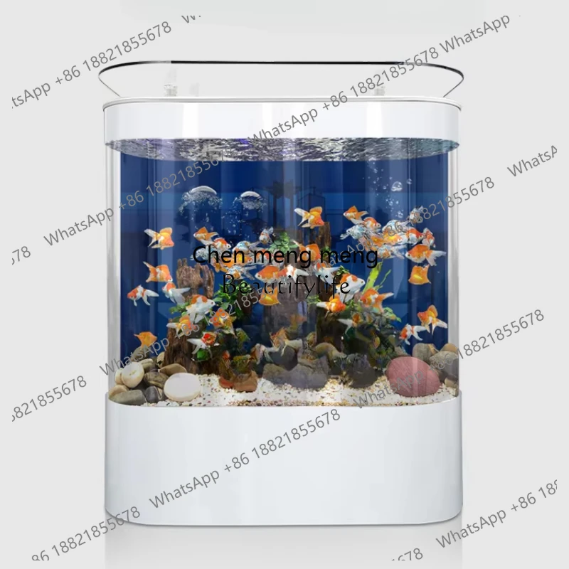 

Fish tank living room next to TV cabinet Small integrated water-free ecological glass landscaping aquarium